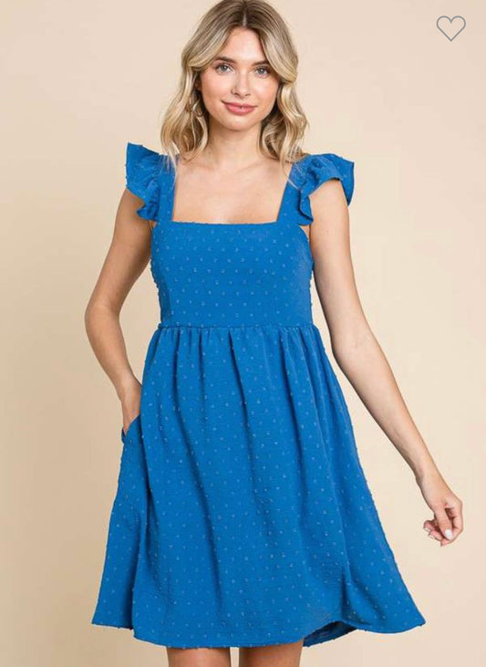 Swiss Dot Blue Dress