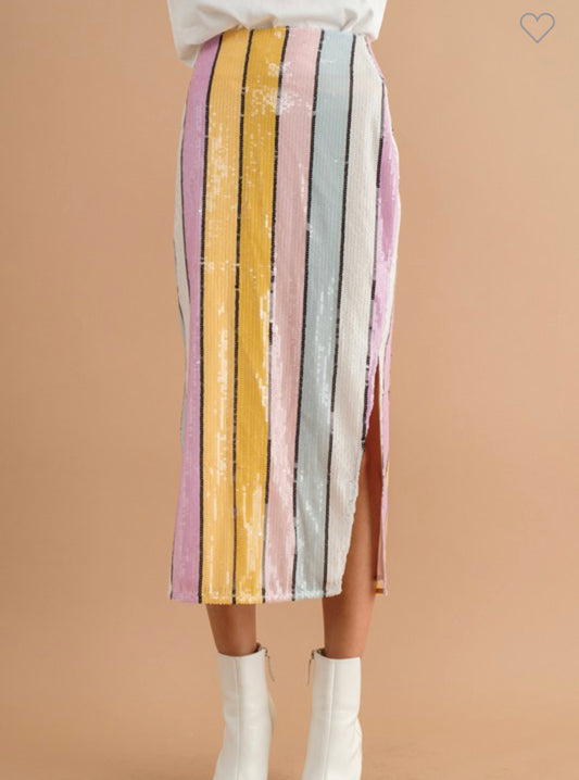 Sequin Striped Skirt