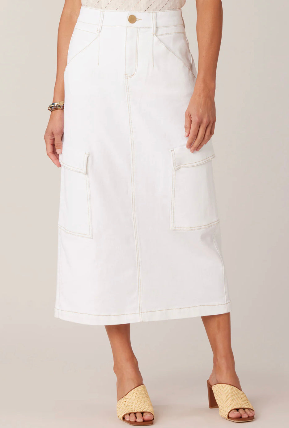 Democracy White Cargo Skirt