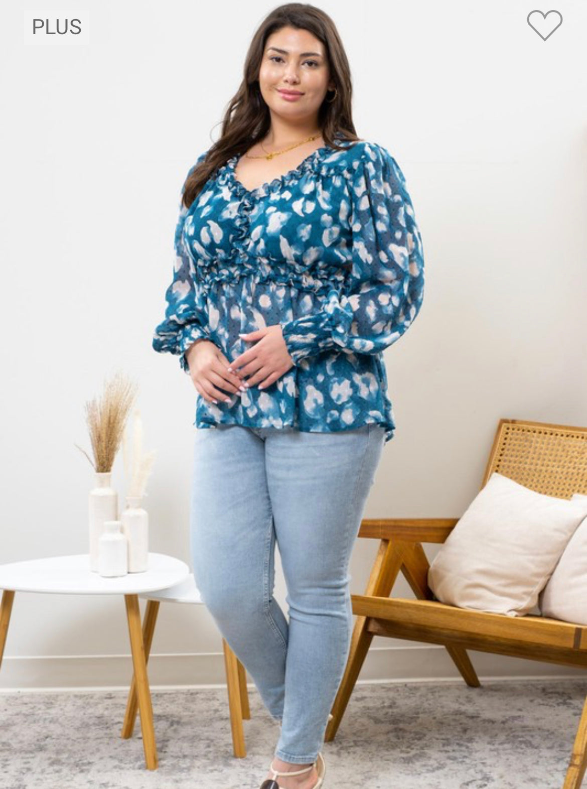 Curvy Jace Chiffon Top in Teal