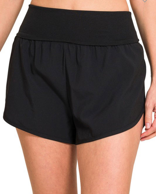 High Waisted Fold Over Running Shorts