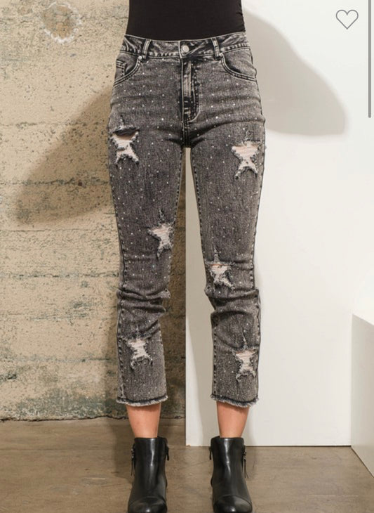 Star Studded Mid Rise Jeans
