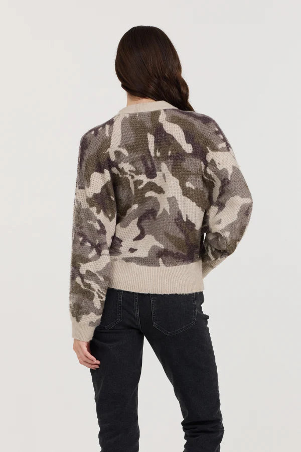 FOREST FOG CAMO ZIP UP SWEATER