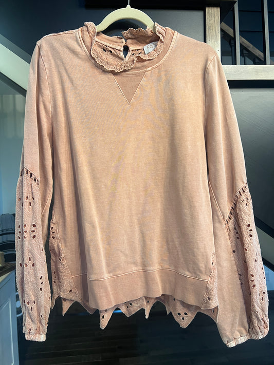 Pink Eyelet Sweatshirt